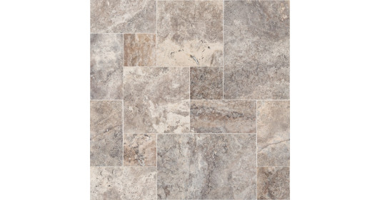 Carrelage pierre naturelle Travertin Gris Silver 1er choix Opus 4 x1,2 cm Vieilli