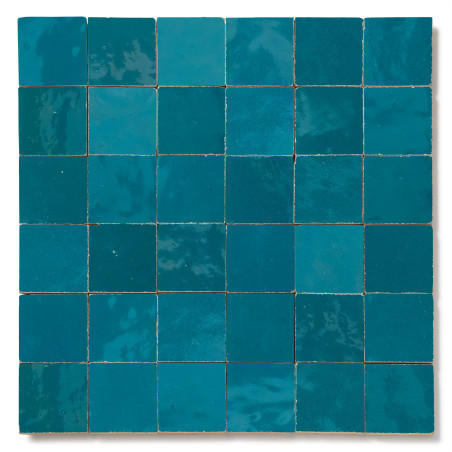 Carrelage Zellige Marocain Bleu turquoise 5x5 cm