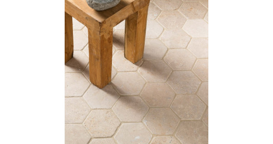 Tomette hexagonale Pierre d'Egypte Beige 14x14x2 cm - Intérieur et Extérieur