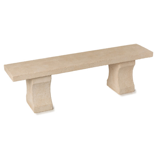 Banc de jardin droit en pierre bouchardée