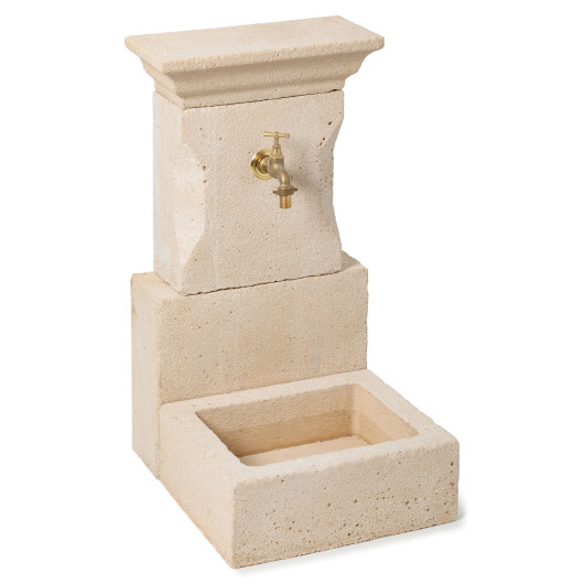 Fontaine classique en pierre bouchardée L.40xH.77xP.48 cm