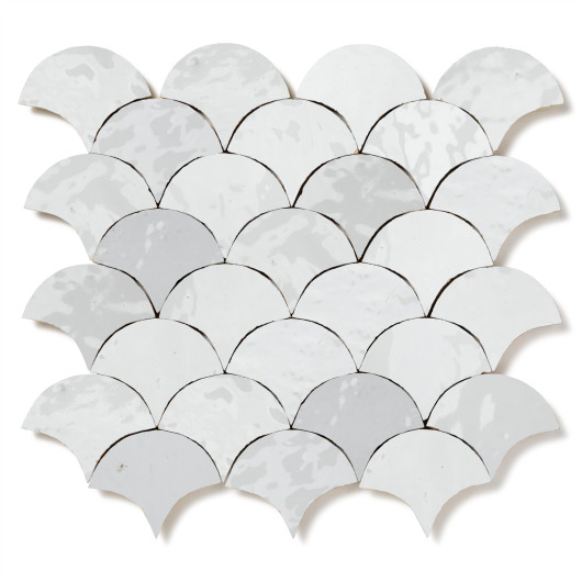 Carrelage Zellige Marocain Blanc Neige Petite Ecaille 7,8x9,8 cm