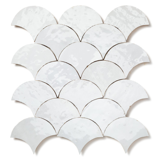 Carrelage Zellige Marocain Blanc Neige Grande Ecaille 10x12 cm