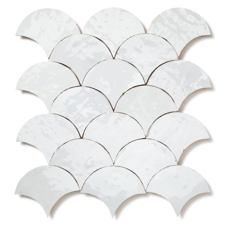 Carrelage Zellige Marocain Blanc Neige Grande Ecaille 10x12 cm