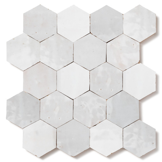 Carrelage Zellige Marocain Blanc Fes Hexagonal 7,6x8,8 cm