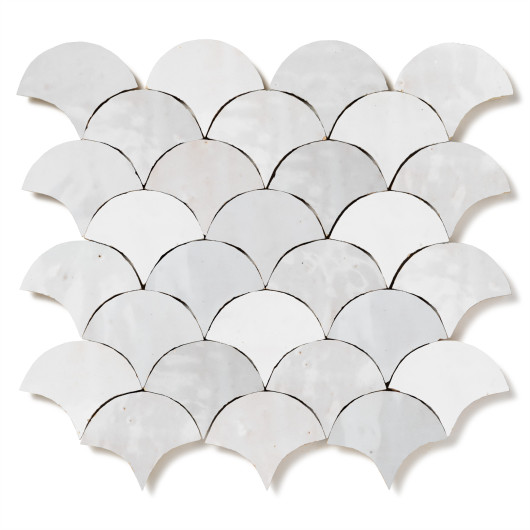 Carrelage Zellige Marocain Blanc Fes Petite Ecaille 7,8x9,8 cm
