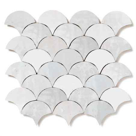 Carrelage Zellige Marocain Blanc Fes Petite Ecaille 7,8x9,8 cm
