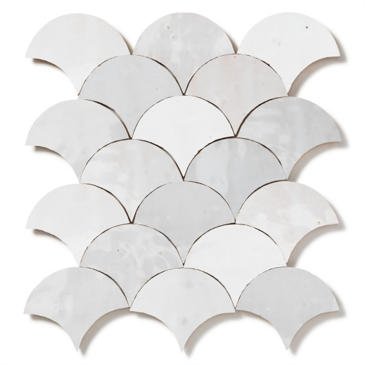 Carrelage Zellige Marocain Blanc Fes Grande Ecaille 10x12 cm