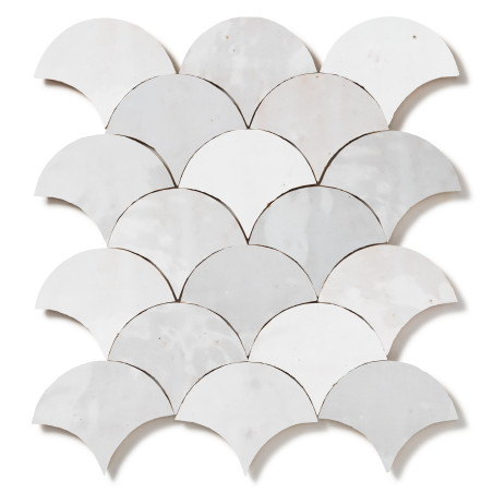 Carrelage Zellige Marocain Blanc Fes Grande Ecaille 10x12 cm