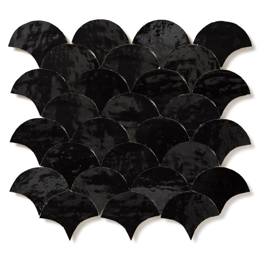 Carrelage Zellige Marocain Noir Intense Petite Ecaille 7,8x9,8 cm