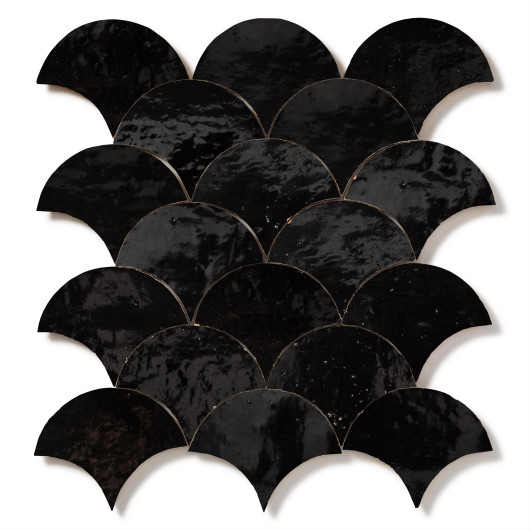 Carrelage Zellige Marocain Noir Intense Grande Ecaille 10x12 cm