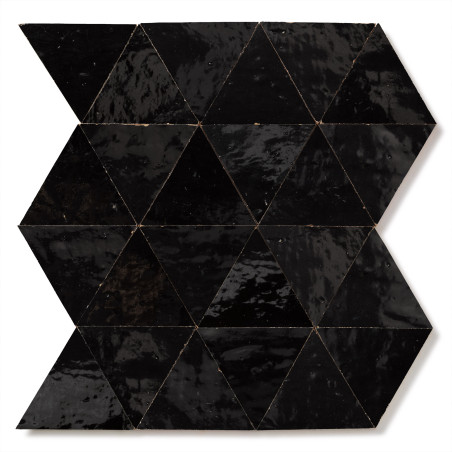 Carrelage Zellige Marocain Noir Intense Grand Triangle 10 cm