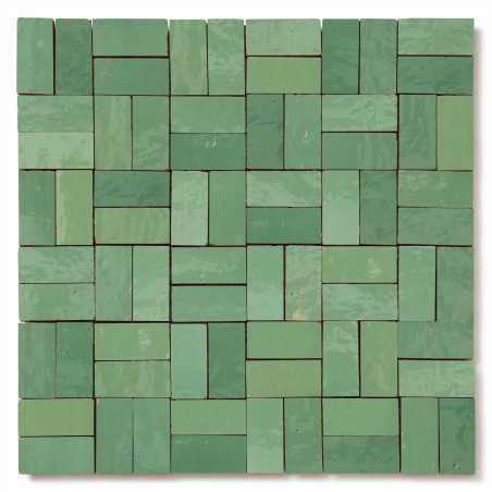 Carrelage Zellige Marocain Vert Amande 2,4x4,9 cm