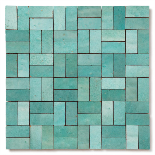 Carrelage Zellige Marocain Vert Pacifique 2,4x4,9 cm
