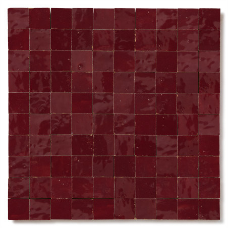 Carrelage Zellige Marocain Rouge Lie de vin 3x3 cm
