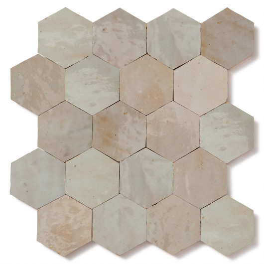 Carrelage Zellige Marocain Gris Beige Hexagonal 7,6x8,8 cm