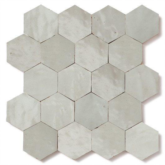 Carrelage Zellige Marocain Gris Cielo Hexagonal 7,6x8,8 cm