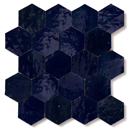 Carrelage Zellige Marocain Bleu Nuit Hexagonal 7,6x8,8 cm