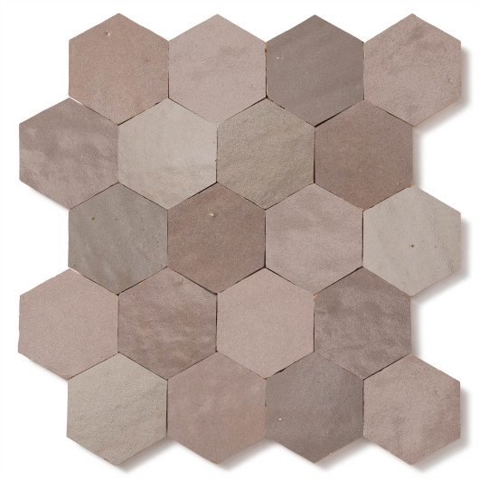 Carrelage Zellige Marocain Gris de lin Hexagonal 7,6x8,8 cm
