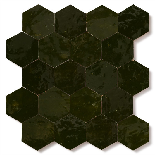 Carrelage Zellige Marocain Vert Empire Hexagonal 7,6x8,8 cm