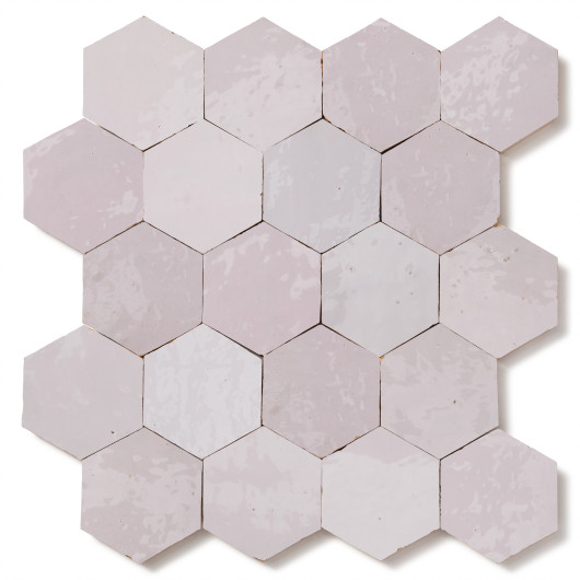 Carrelage Zellige Marocain Rose Pale Hexagonal 7,6x8,8 cm