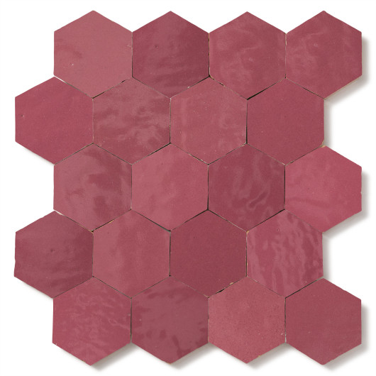 Carrelage Zellige Marocain Rose Ancien Hexagonal 7,6x8,8 cm