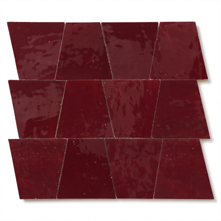 Carrelage Zellige Marocain Rouge Lie de vin Trapèze 10x10x7 cm