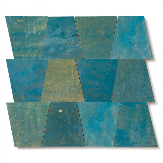 Carrelage Zellige Marocain Bleu Lazuli Trapèze 10x10x7 cm