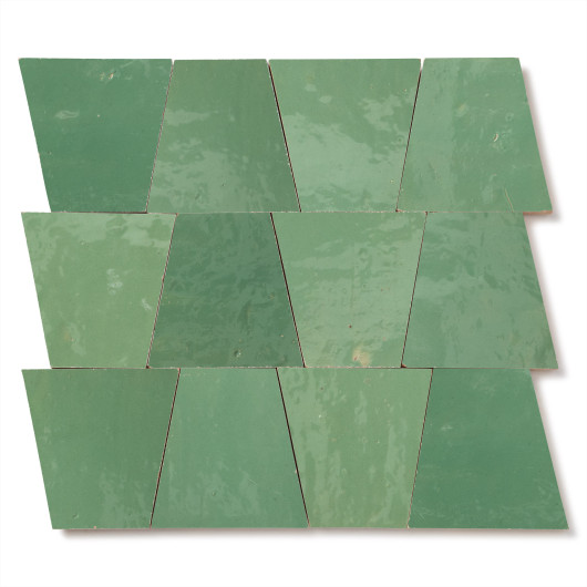 Carrelage Zellige Marocain Vert Amande Trapèze 10x10x7 cm