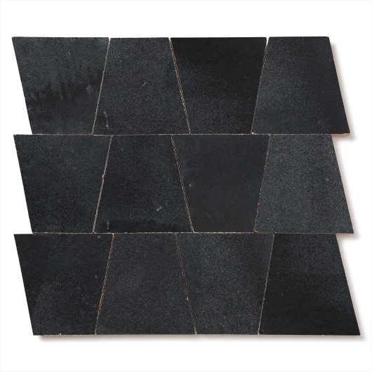 Carrelage Zellige Marocain Noir Métal Trapèze 10x10x7 cm