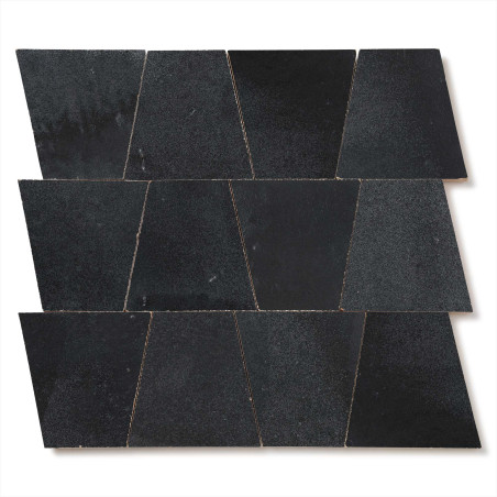 Carrelage Zellige Marocain Noir Métal Trapèze 10x10x7 cm