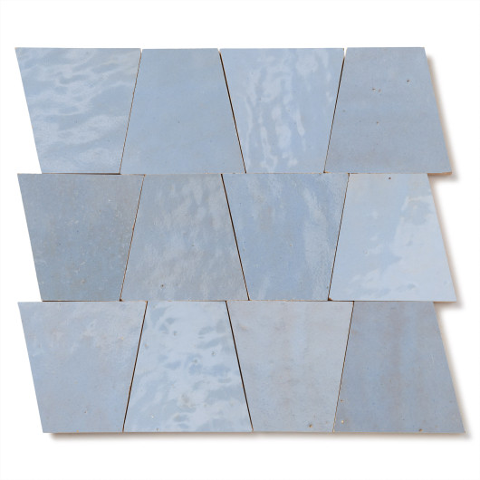 Carrelage Zellige Marocain Bleu Gustavien Trapèze 10x10x7 cm
