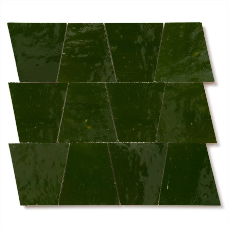 Carrelage Zellige Marocain Vert Impérial Trapèze 10x10x7 cm