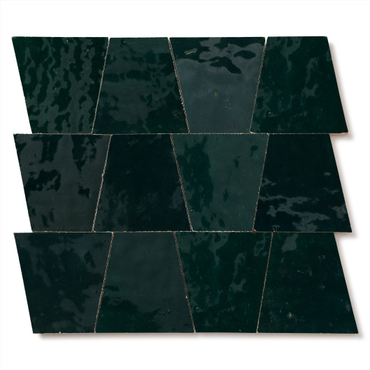 Carrelage Zellige Marocain Bleu Océan Trapèze 10x10x7 cm