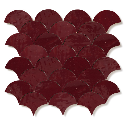 Carrelage Zellige Marocain Rouge Lie de vin Petite Ecaille 7,8x9,8 cm