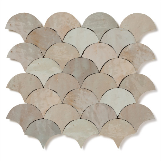 Carrelage Zellige Marocain Gris Beige Petite Ecaille 7,8x9,8 cm