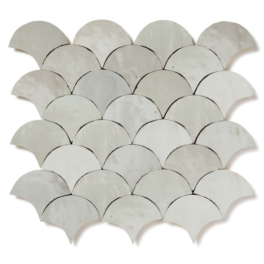 Carrelage Zellige Marocain Gris Cielo Petite Ecaille 7,8x9,8 cm