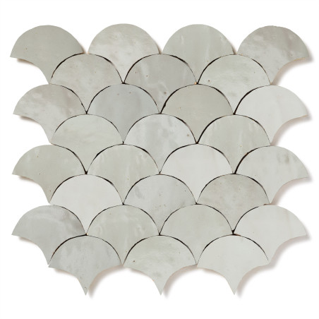 Carrelage Zellige Marocain Gris Cielo Petite Ecaille 7,8x9,8 cm