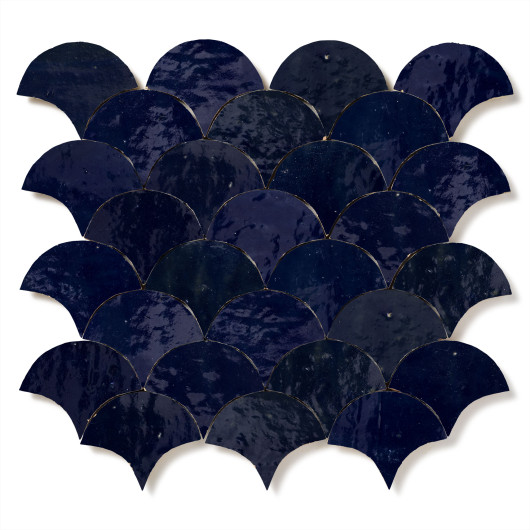 Carrelage Zellige Marocain Bleu Nuit Petite Ecaille 7,8x9,8 cm