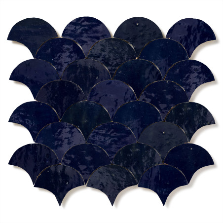 Carrelage Zellige Marocain Bleu Nuit Petite Ecaille 7,8x9,8 cm
