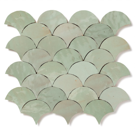 Carrelage Zellige Marocain Vert Tilleul Petite Ecaille 7,8x9,8 cm