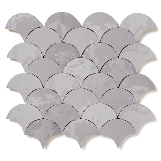 Carrelage Zellige Marocain Gris Clair Petite Ecaille 7,8x9,8 cm