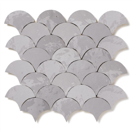 Carrelage Zellige Marocain Gris Clair Petite Ecaille 7,8x9,8 cm