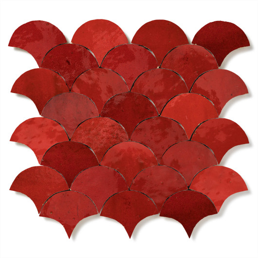 Carrelage Zellige Marocain Rouge Pétillant Petite Ecaille 7,8x9,8 cm