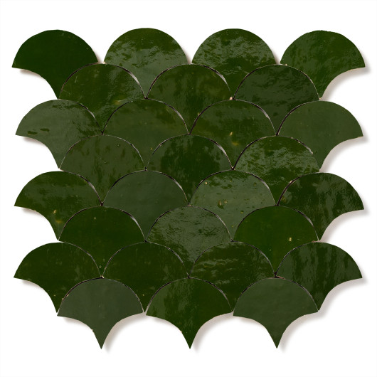 Carrelage Zellige Marocain Vert Impérial Petite Ecaille 7,8x9,8 cm