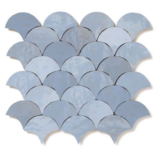 Carrelage Zellige Marocain Bleu Gustavien Petite Ecaille 7,8x9,8 cm