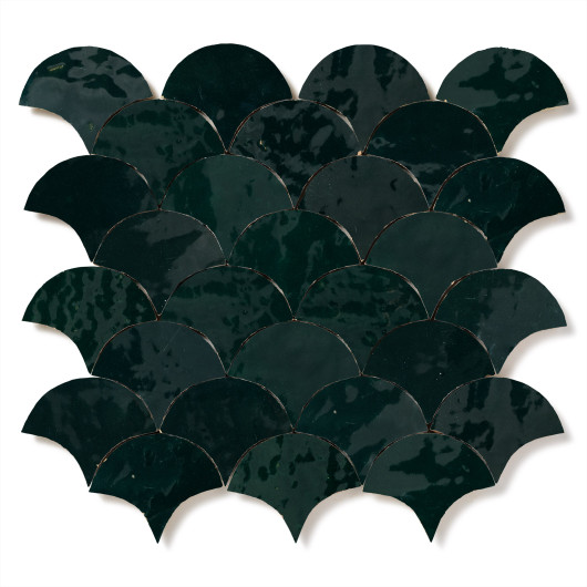 Carrelage Zellige Marocain Bleu Océan Petite Ecaille 7,8x9,8 cm