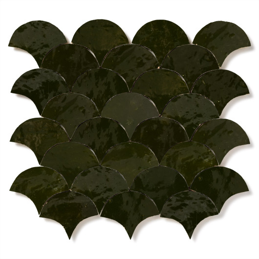 Carrelage Zellige Marocain Vert Empire Petite Ecaille 7,8x9,8 cm