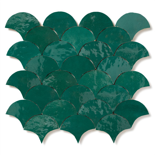 Carrelage Zellige Marocain Vert Emeraude Petite Ecaille 7,8x9,8 cm