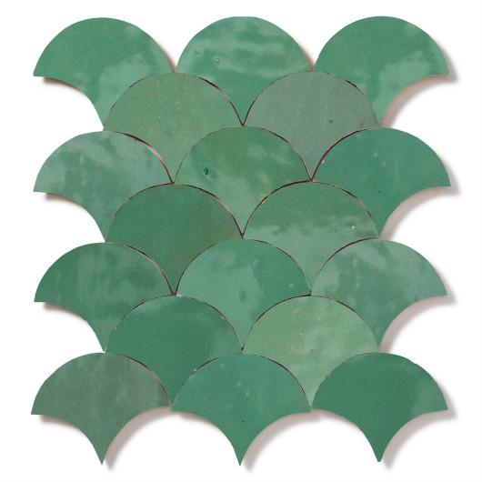 Carrelage Zellige Marocain Vert d'eau Grande Ecaille 10x12 cm